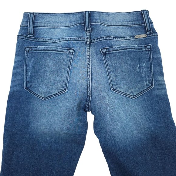 Kancan Moto Jeans Capri Distressed Stretch Frayed Hem Size 5 / 26 LowRise Skinny - Picture 11 of 12